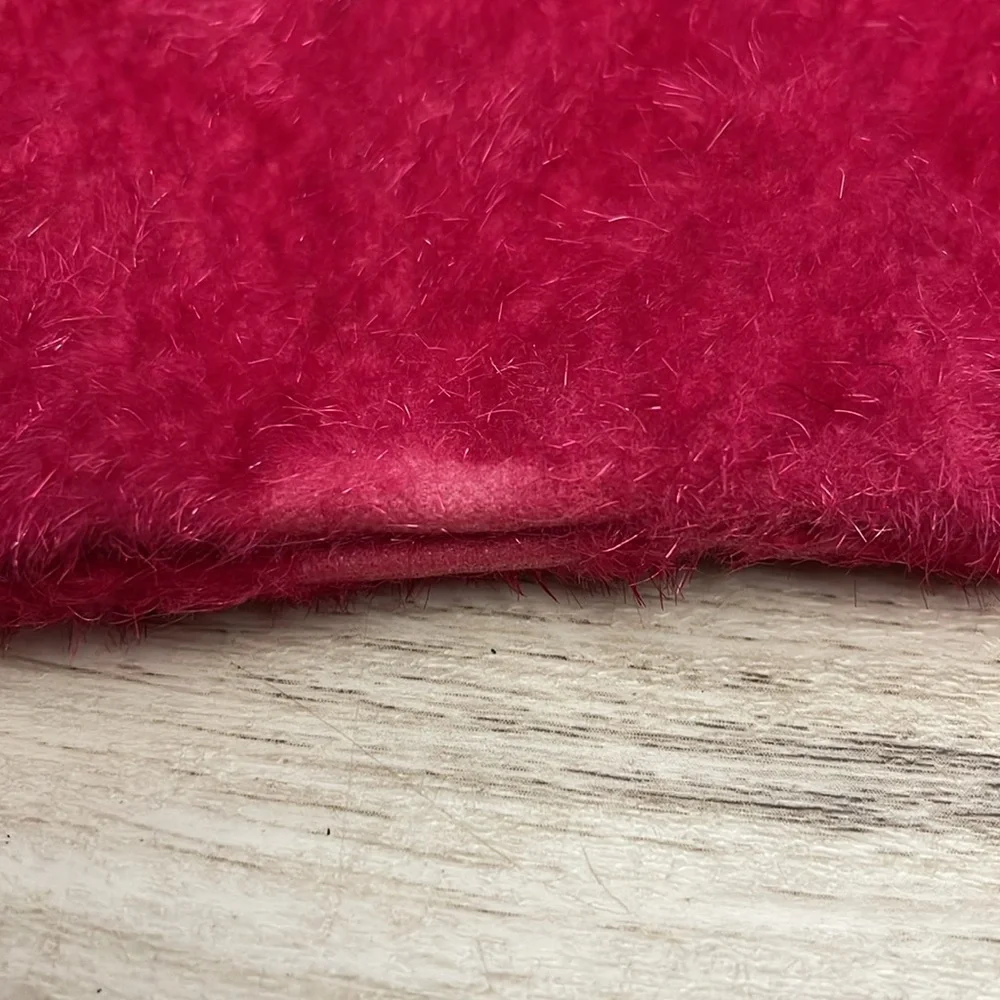 Ipsy Pink Faux Fur Glam Bag Zip Top Makeup/ Cosmetics Case Approximately 5” X 7”